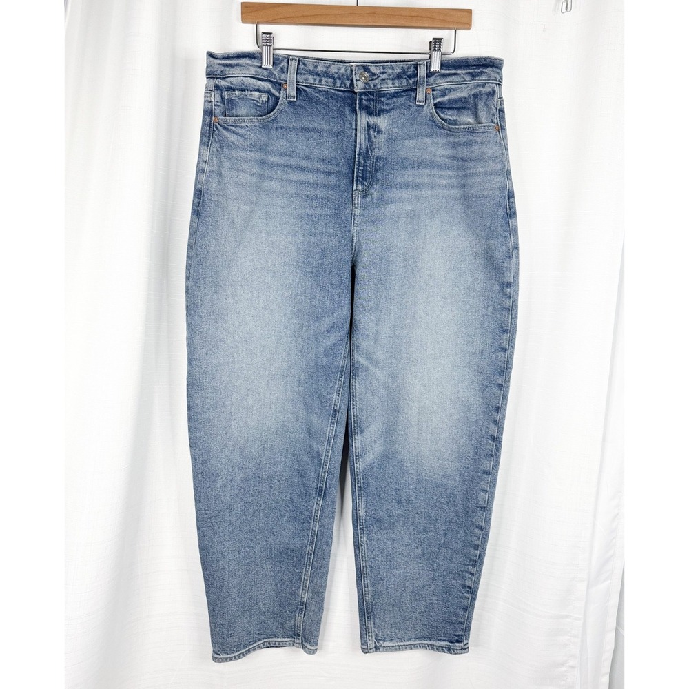 PAIGE Alexis Jeans Womens 33 High Rise Barrel Leg Ankle Low Key Blue Denim